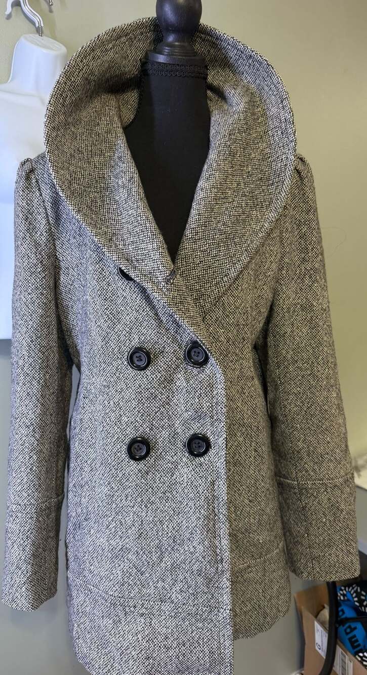 Apt. 9 Wool Blend Pea Coat Size L Black White